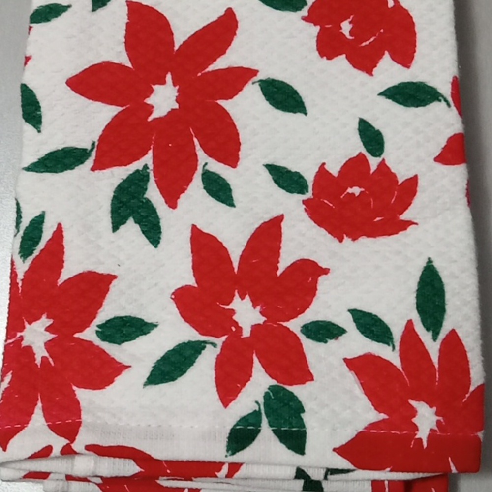 Kate Spade Christmas Poinsietta Print Kitchen Towel Set - Picture 3 of 4